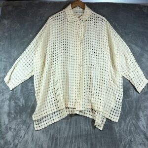 Michael Boris Jacket Womens Cream Open Weave Wool Cashmere Made USA Oversized